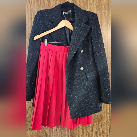 Vtg Jazzie Scarlet Pleated Knee Length Skirt Size US10 Preppy Frenchgirl Great C - Picture 8 of 11